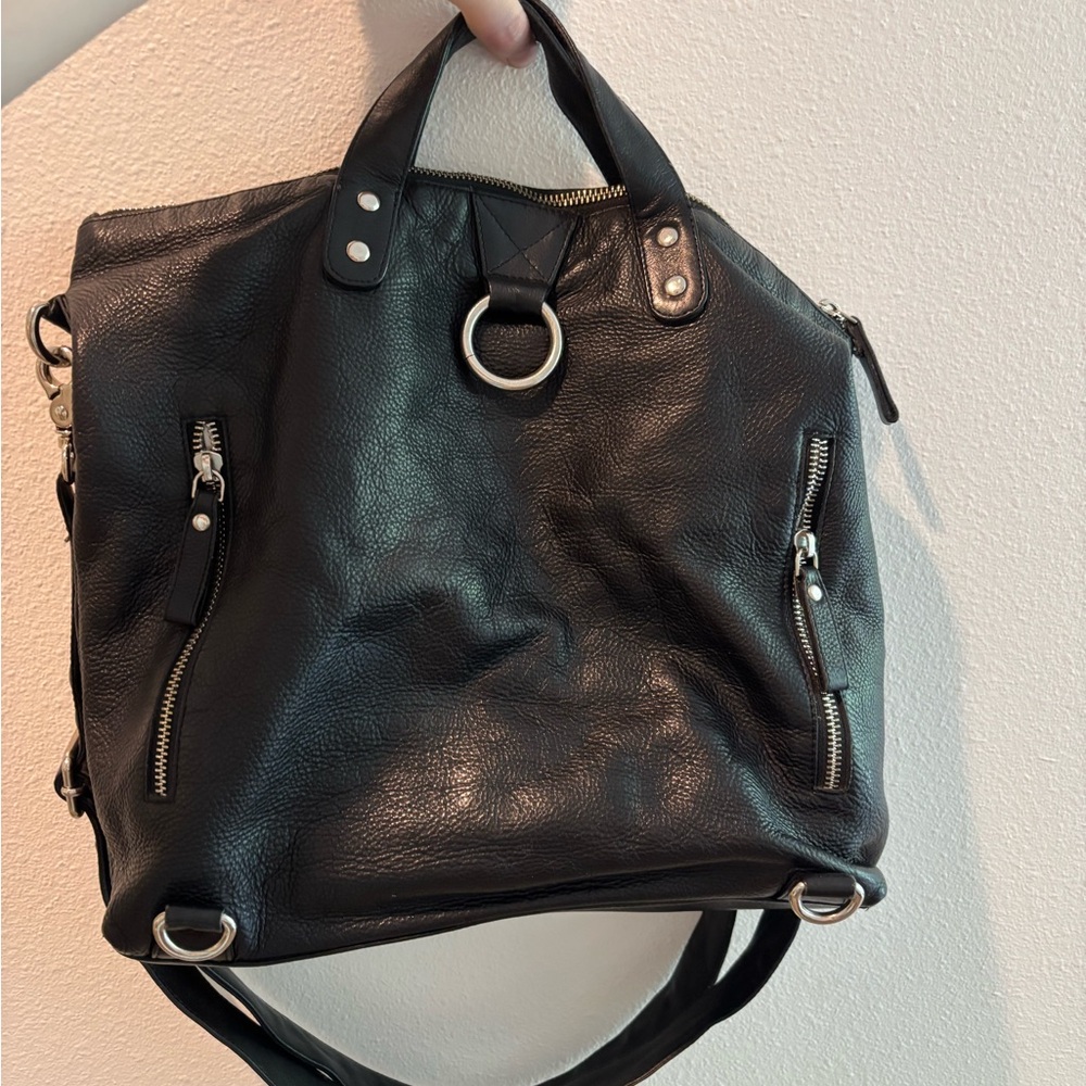 Convertible Black Leather Bag